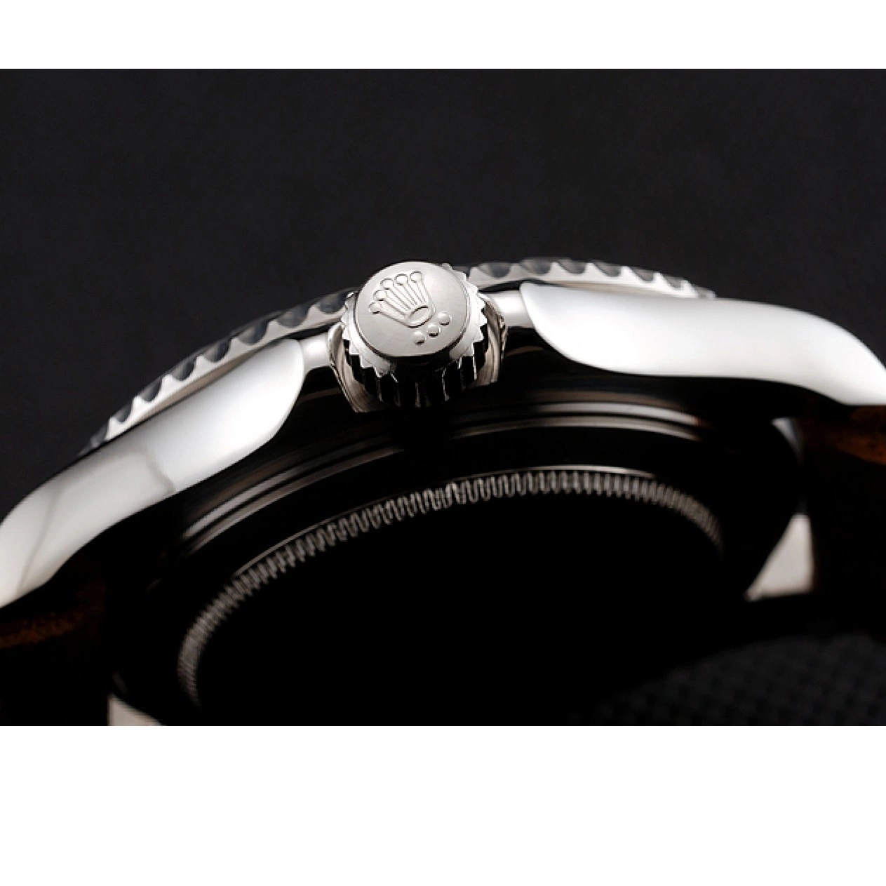 Best AAA Replica Sites Brown Case Leather Master Rolex Yacht Bracelet 1453859 Dial Silver Black 0713